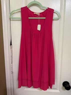 🍄H115 NWT Twenty Second L p19 Bright Pink Scoop Neck Swing Tank